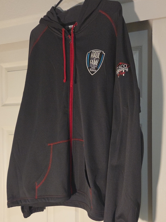 Men's Black Lightweight Zip Hoodie Jacket with Red Accents